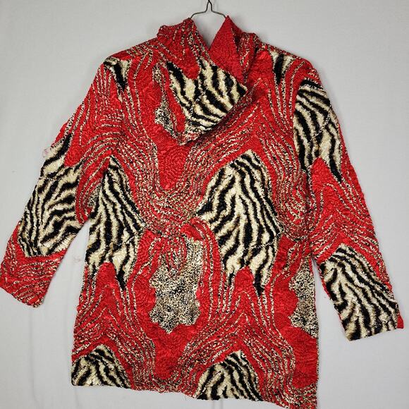 Vtg ABC Collection Womens M L Animal Print Art To Wear Reversible Jacket Hooded - Picture 9 of 13